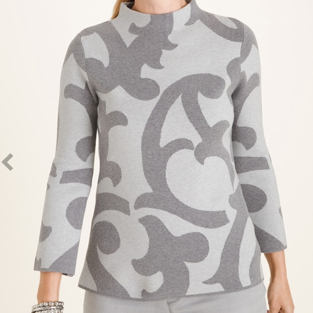NEW with tags Chico’s Printed Structured Mock-Neck Sweater Size 1